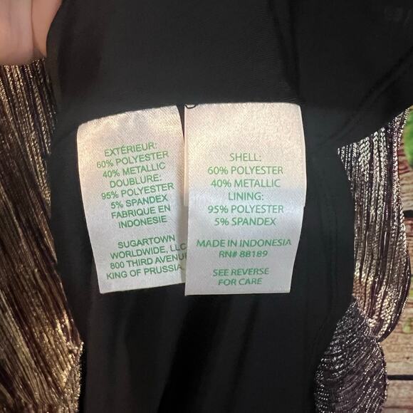 Lilly Pulitzer Racheli Dress 16 Midi Tiered Metallic Gold Berry Striped Ruffle - Picture 7 of 7